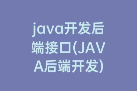 java开发后端接口(JAVA后端开发)