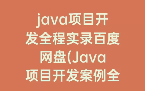 java项目开发全程实录百度网盘(Java项目开发案例全程实录)