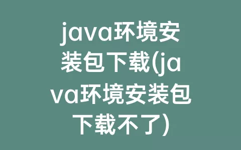 java环境安装包下载(java环境安装包下载不了)