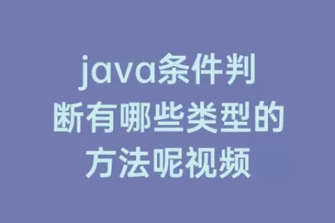 java条件判断有哪些类型的方法呢视频
