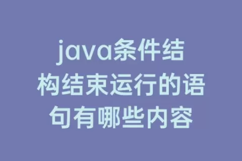 java条件结构结束运行的语句有哪些内容