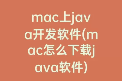 mac上java开发软件(mac怎么下载java软件)