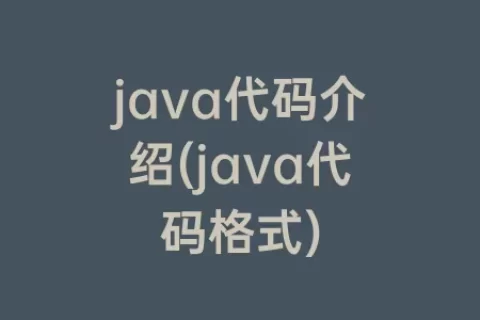 java代码介绍(java代码格式)