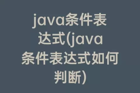 java条件表达式(java条件表达式如何判断)