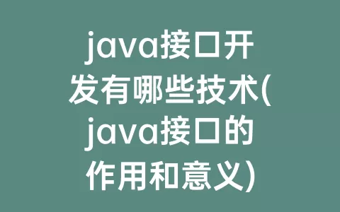 java接口开发有哪些技术(java接口的作用和意义)