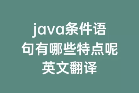 java条件语句有哪些特点呢英文翻译