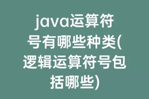 java运算符号有哪些种类(逻辑运算符号包括哪些)