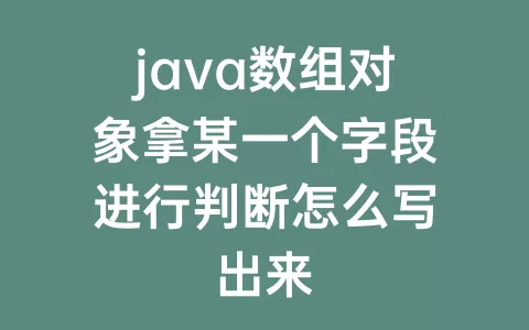 java数组对象拿某一个字段进行判断怎么写出来