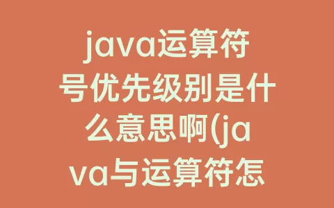 java运算符号优先级别是什么意思啊(java与运算符怎么运算)