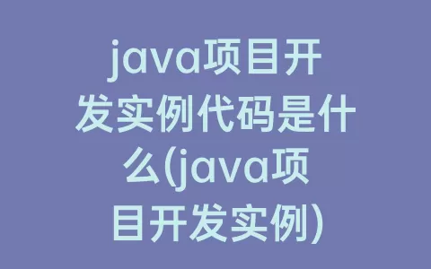 java项目开发实例代码是什么(java项目开发实例)