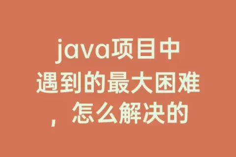 java项目中遇到的最大困难，怎么解决的