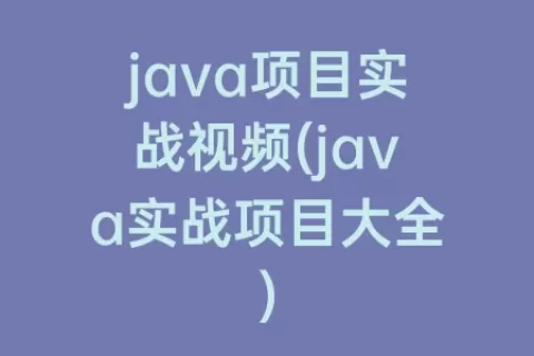 java项目实战视频(java实战项目大全)