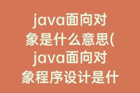 java面向对象是什么意思(java面向对象程序设计是什么)