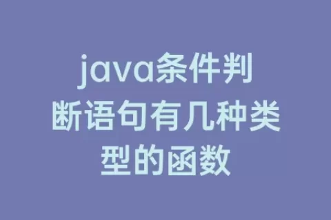 java条件判断语句有几种类型的函数