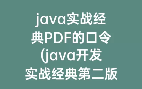java实战经典PDF的口令(java开发实战经典第二版pdf)