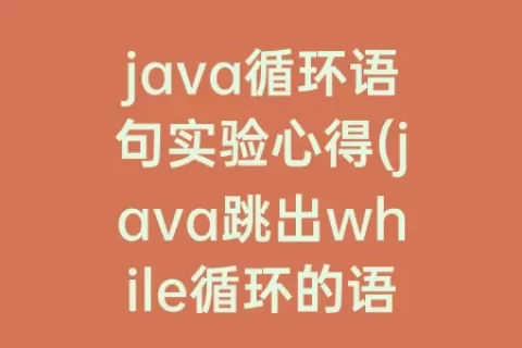 java循环语句实验心得(java跳出while循环的语句)