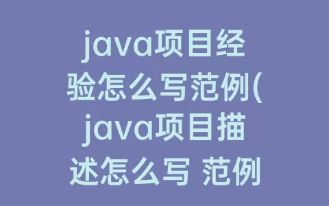 java项目经验怎么写范例(java项目描述怎么写 范例)
