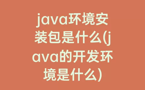 java环境安装包是什么(java的开发环境是什么)