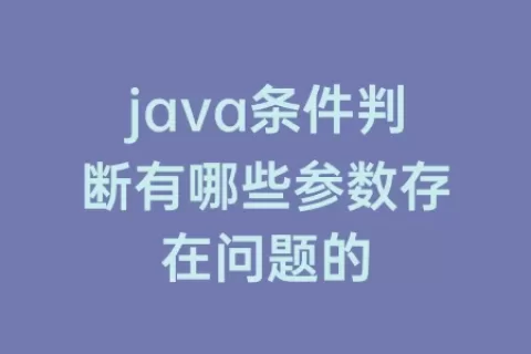 java条件判断有哪些参数存在问题的