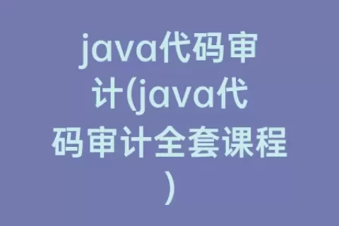 java代码审计(java代码审计全套课程)
