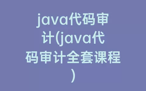 java代码审计(java代码审计全套课程)