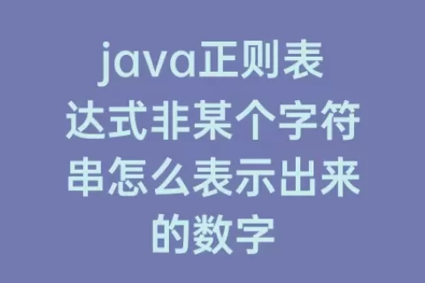 java正则表达式非某个字符串怎么表示出来的数字