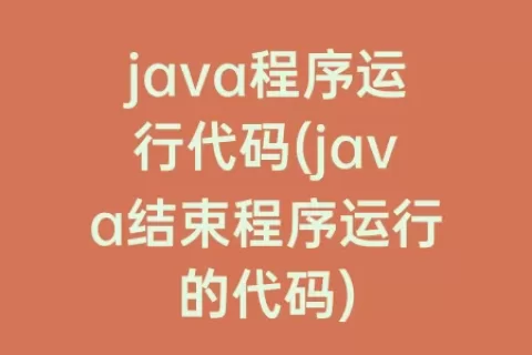 java程序运行代码(java结束程序运行的代码)