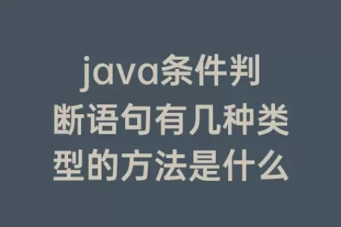 java条件判断语句有几种类型的方法是什么