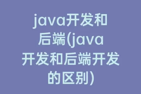 java开发和后端(java开发和后端开发的区别)