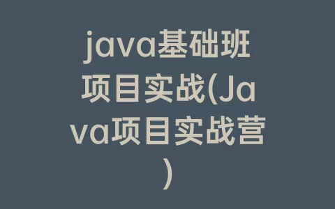 java基础班项目实战(Java项目实战营)