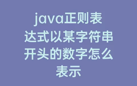 java正则表达式以某字符串开头的数字怎么表示