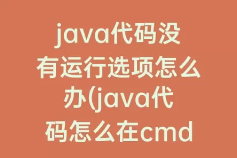 java代码没有运行选项怎么办(java代码怎么在cmd中运行)
