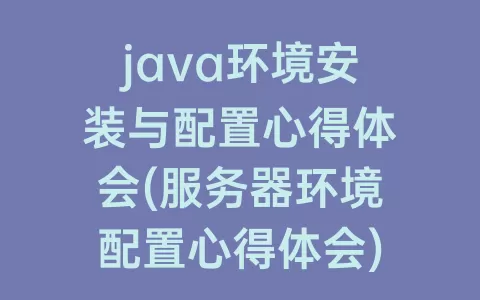 java环境安装与配置心得体会(服务器环境配置心得体会)