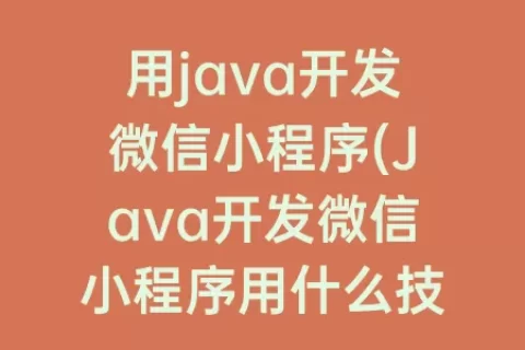 用java开发微信小程序(Java开发微信小程序用什么技术)