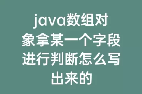 java数组对象拿某一个字段进行判断怎么写出来的