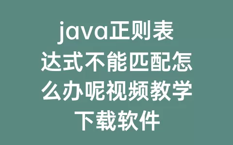 java正则表达式不能匹配怎么办呢视频教学下载软件
