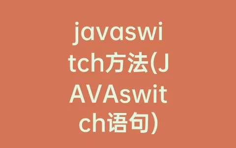 javaswitch方法(JAVAswitch语句)
