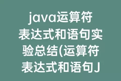 java运算符表达式和语句实验总结(运算符表达式和语句JAVA实验报告)