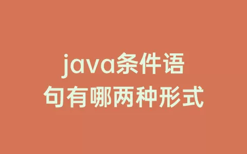 java条件语句有哪两种形式