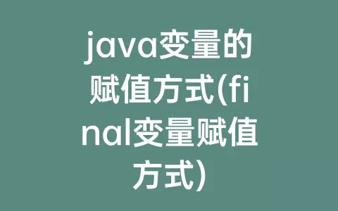 java变量的赋值方式(final变量赋值方式)