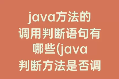java方法的调用判断语句有哪些(java判断方法是否调用)