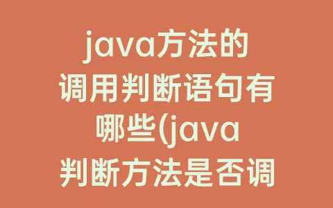 java方法的调用判断语句有哪些(java判断方法是否调用)