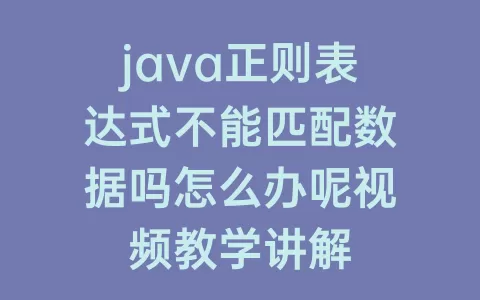 java正则表达式不能匹配数据吗怎么办呢视频教学讲解