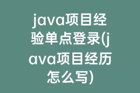 java项目经验单点登录(java项目经历怎么写)