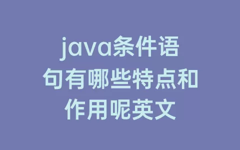 java条件语句有哪些特点和作用呢英文