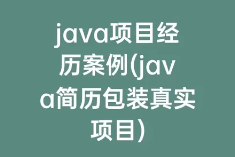 java项目经历案例(java简历包装真实项目)