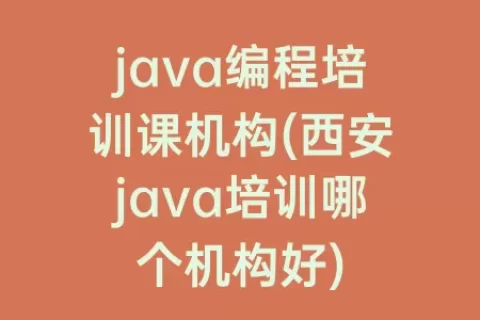 java编程培训课机构(西安java培训哪个机构好)