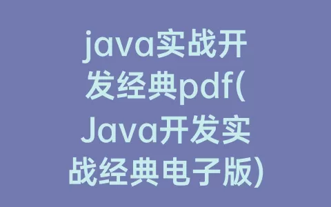 java实战开发经典pdf(Java开发实战经典电子版)