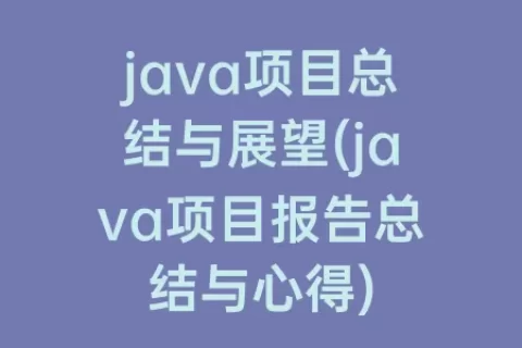 java项目总结与展望(java项目报告总结与心得)