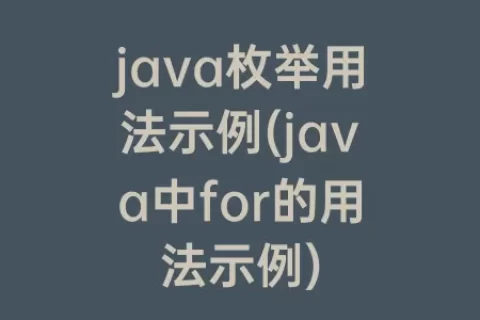 java枚举用法示例(java中for的用法示例)